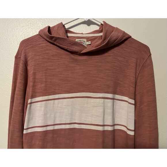 Faherty Hoodie Men XS Summer Surf Stripe Slub Sunwashed Red Pullover See Picture - Picture 4 of 11